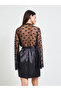 Black Satin Mesh Heart Pattern Robe - 4