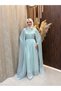 Zara Cape Detailed Stone Embellished Hijab Evening Dress |   Ice Blue - 2