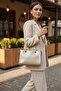 Women's Double Handle Hand and Shoulder Bag with Scarf Accessory - 2