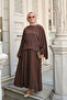 Women's Bat Sleeve Blouse and Maxi Skirt Set Brown - 3