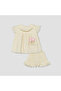 Round Neck Short Sleeves Top and Shorts Set with Floral Appique - 2