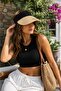 Foldable Roll-Up Straw Visor Hat, Women's Summer Straw Sun Hat, Portable Beach Hat in a Bag - 3