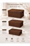 3-Piece Covered Letta Organizer Multi-Purpose Wicker Rattan Basket Svr-Bj71490 - 2