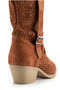 Women's Tan Bellows Pointed Toe Thick Heeled Summer Western Cowboy Boots Dera - 3