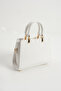 White Women's Crossbody Hand and Shoulder Bag with Gold Accessories - 4