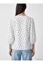 White V-Neck Polka Dot Gathered Blouse - 4