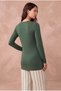 Maternity and Postpartum Dark Green Modal Crew Neck Long Sleeve Pocket Detailed T-Shirt Whitney - 5