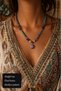 Natural Stone Purple and Green Stone Detailed Bohemian Design Women's Necklace