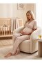 New Season Beige Piping Short-Sleeved Special Design 100% Cotton Summer Maternity Pajama Set with Breastfeeding Feature - 7