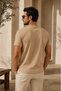 Set of 3 Men's White-Navy-Beige Slim Fit Crew Neck Basic T-Shirts - 7