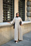 Women's Leaf Embroidery Detailed Half-Button Dress Stone