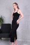 Women's Chest Ruched Detail, Rope Strap, Slit Long Dress - 2