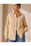 Women's Natural Seashell Stone Embroidered Linen-Look Cotton Shirt - 6