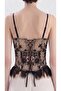 Women's Corset with Covered Bust and Underwire, Lace Fabric Detailed Design - 2