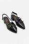 Women's Patent Leather Pointed Toe Cross-Strapped Buckle Short Heeled Open-Back Shoes - 3