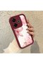 Xiaomi Redmi 13 Compatible Case Camera Protector Claret Red Silicone Couple Phone Case Floral Pattern - 2