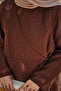 Women's Small Stone Embellished Detailed Elastic Waist Suit Brown - 5