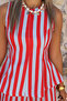 Red Blue Striped Peplum Blouse Pants Set - 5