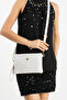 White Glittery Women's Faux Leather Stitched Adjustable Crossbody and Hand Strap Portfolio, Clutch Bag - 2
