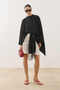 Tassel Scarf Polka Dot Cape Blouse Black