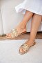 Ocean Asymmetrical Cut Women's Gold Flat Slippers - 3
