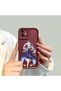 iPhone 17 Pro Compatible Case Camera Protector Burgundy Silicone Couple Phone Case Cat Pattern - 7