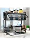 Over Sink Dish Drying Rack with Dust-Proof Cabinet Doors – 2-Tier Large Kitchen Dish Drainer & Storage Rack