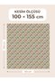 100% Cotton Satin Fabric 100X155 cm Cream Background Orange Green Geometric Floral Pattern Decorative Patchwork Fabric - 2