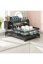 Black Dish Rack Foldable 2 Tier Drying Rack With Cutlery Holder And Cup Hooks - 5