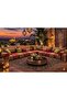 Arabic Majlis floor Sectional Sofa, Red Striped Traditional Pattern, L-Shape, Indoor, outdoor Seating - 3