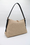 Women's Straw Belt Strap Suede Zippered Faux Leather Hand and Shoulder Bag - 4