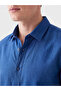 Özmarka New Season Blue Regular Fit 100% Linen Men's Shirt - 4