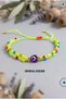 Neon Green Rope Heart Evil Eye Beaded Macrame Bracelet Handmade Adjustable Colorful Beaded Summer Bohemian Y2K Women's