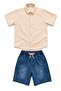 Boys' Short Sleeve Shirt and Denim Shorts Set - 2
