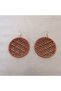 Authentic Wood Balsa Wood Light Coffee Laser Cut Round Dangle Earrings Size 7X5 cm - 2