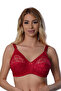 # Lace Bra Quality Stretchy Fabric Stylish Comfortable Polyamid Burgundy Lace Gathering Bra - 4