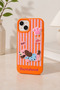 iPhone 15 Compatible 3D Dachshund Dog Figured Striped Silicone Phone Case - 6
