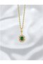 Women's 316L Stainless Steel Leyla Green Baguette Stone Necklace - 2