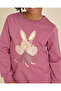 Girls Burgundy Bunny Puff With Glitter Print Sweatshirt - 4