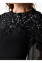 NOIR GRID AND FLORAL EMBROIDERED CAPE GOWN - 2