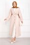 Gold Buttoned Lace-Up Long Kimono Beige