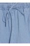 Özmarka New Season Blue Elastic Waist Striped Women's Jean Shorts - 6