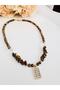 : Tiger's Eye Crystal Quartz Natural Stone Baguette Necklace 47 cm - 3