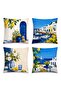 Coastal Village Patterned 4-Piece Throw Pillow Cover Set - 3