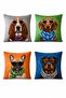 Patterned Dogs with Glasses 4-Piece Throw Pillow Cover Set - 3