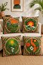 Ethnic Drawing Waves Patterned 4-Piece Throw Pillow Cover Set