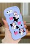 iPhone 8 Plus Compatible Case Camera Protector Blue Silicone Couple Phone Case Character Pattern