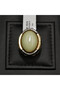 925 Sterling Silver Men's Power Stone Ring 7.5x16mm Pale Green Oval Cabochon Ottoman Style 14g