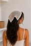 Women's Ecru Cream Knitwear Bohemian Knitted Bandana Summer Hair Scarf Crochet Accessories