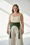 Plus Size Khaki Women's Belted Corset Style with Tassel Detail - 2